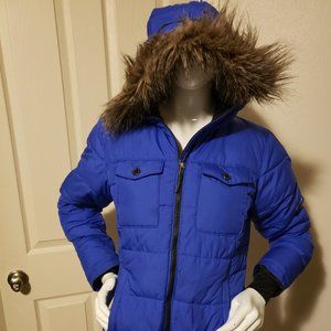 ROYAL BLUE COLUMBIA PARKA FAUX FUR TRIM MEDIUM